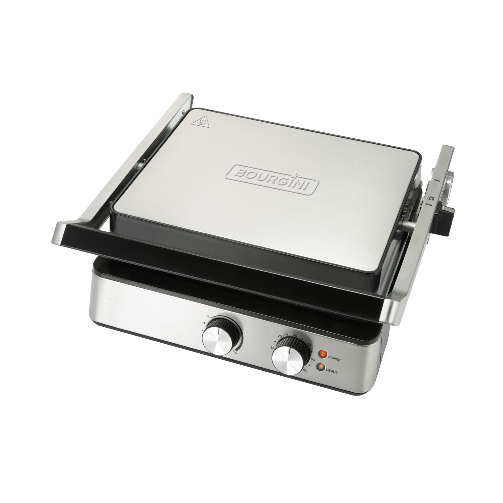 Bourgini - Contactgrill - Paninigrill en Tosti ijzer - PFAS-vrije anti-aanbaklaag - Zwevend deksel - Grillapparaat - RVS - BPA vrij