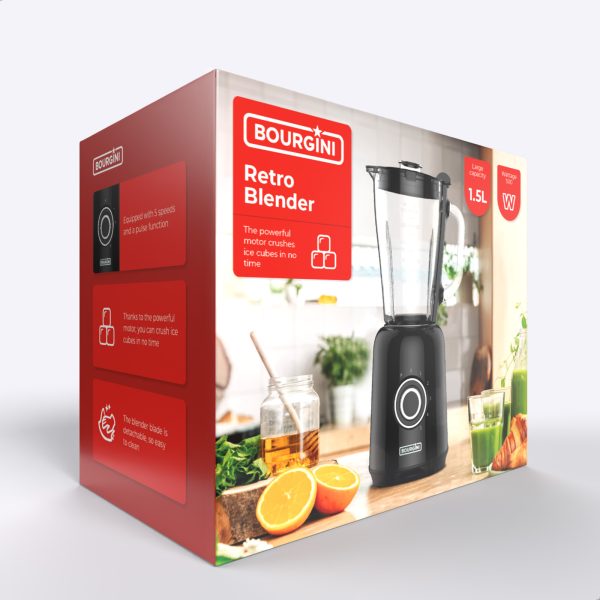 Retro Blender - 5 snelheden en pulsfunctie - 1,5 Liter - 500W - Afbeelding 9