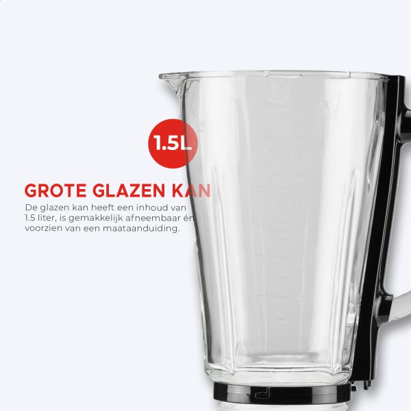 Retro Blender - 5 snelheden en pulsfunctie - 1,5 Liter - 500W - Afbeelding 4